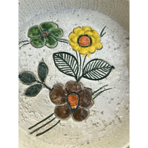 Rosenthal Netter Vintage Ashtray MCM Decor Made In Italy Floral Green Yellow - Picture 4 of 7